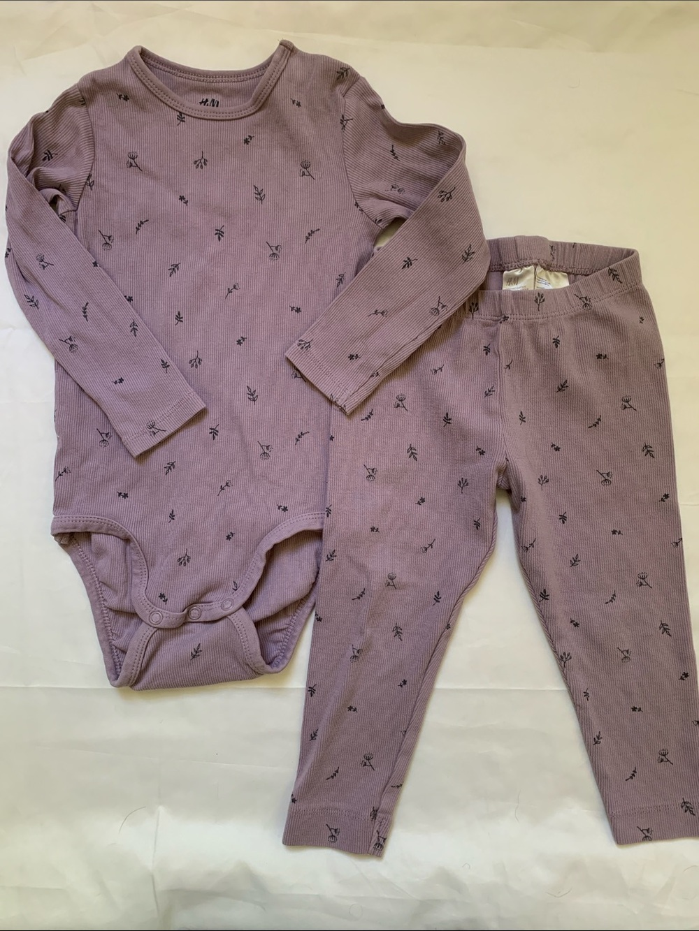 H&M muted lilac set organic cotton 2T